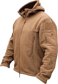 TACVASEN Men's Fleece Jacket Tactical Jacket with Zip Hood