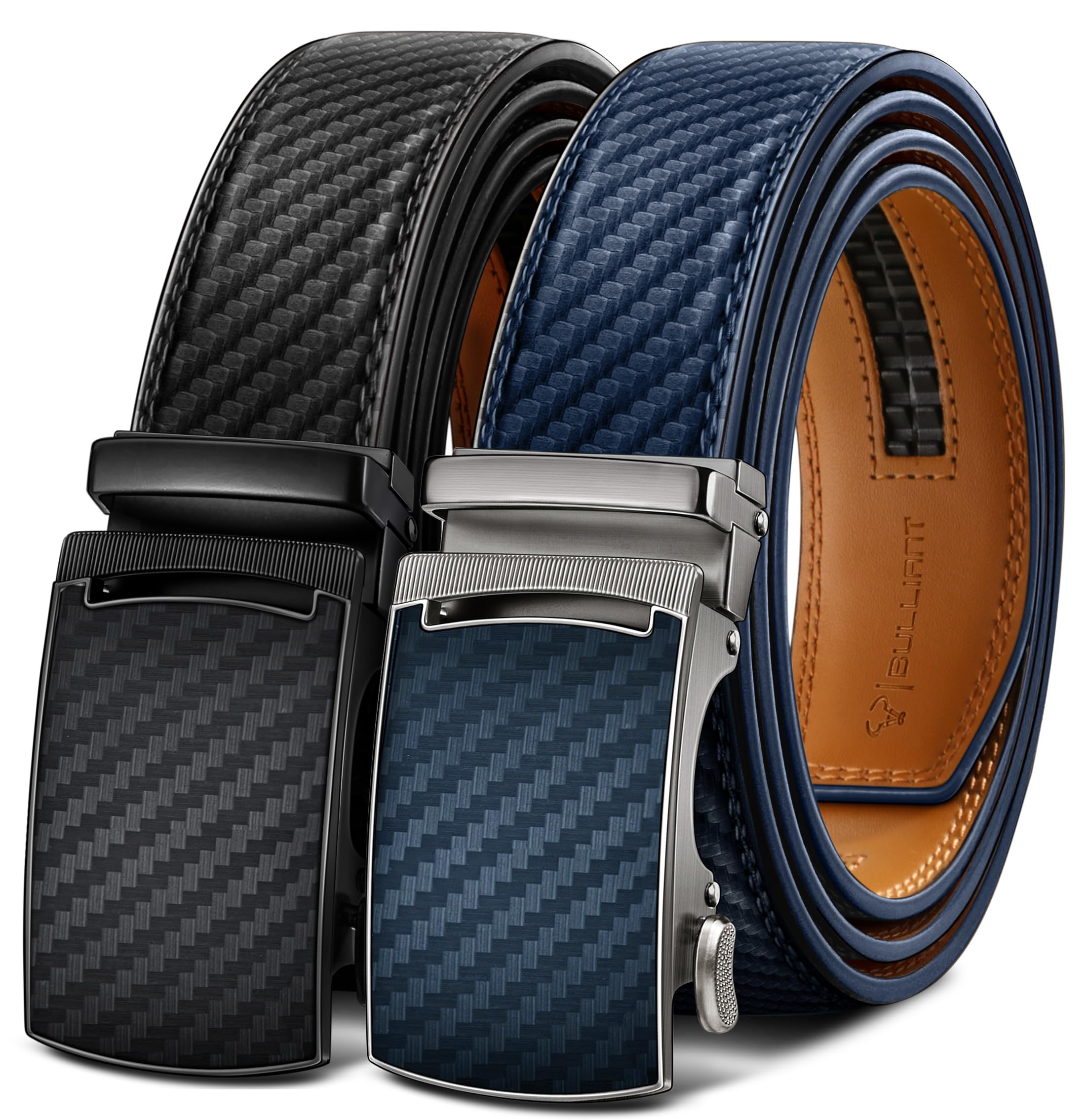 BULLIANT Men's Leather Belt Ratchet 35 mm, Size Adjusted