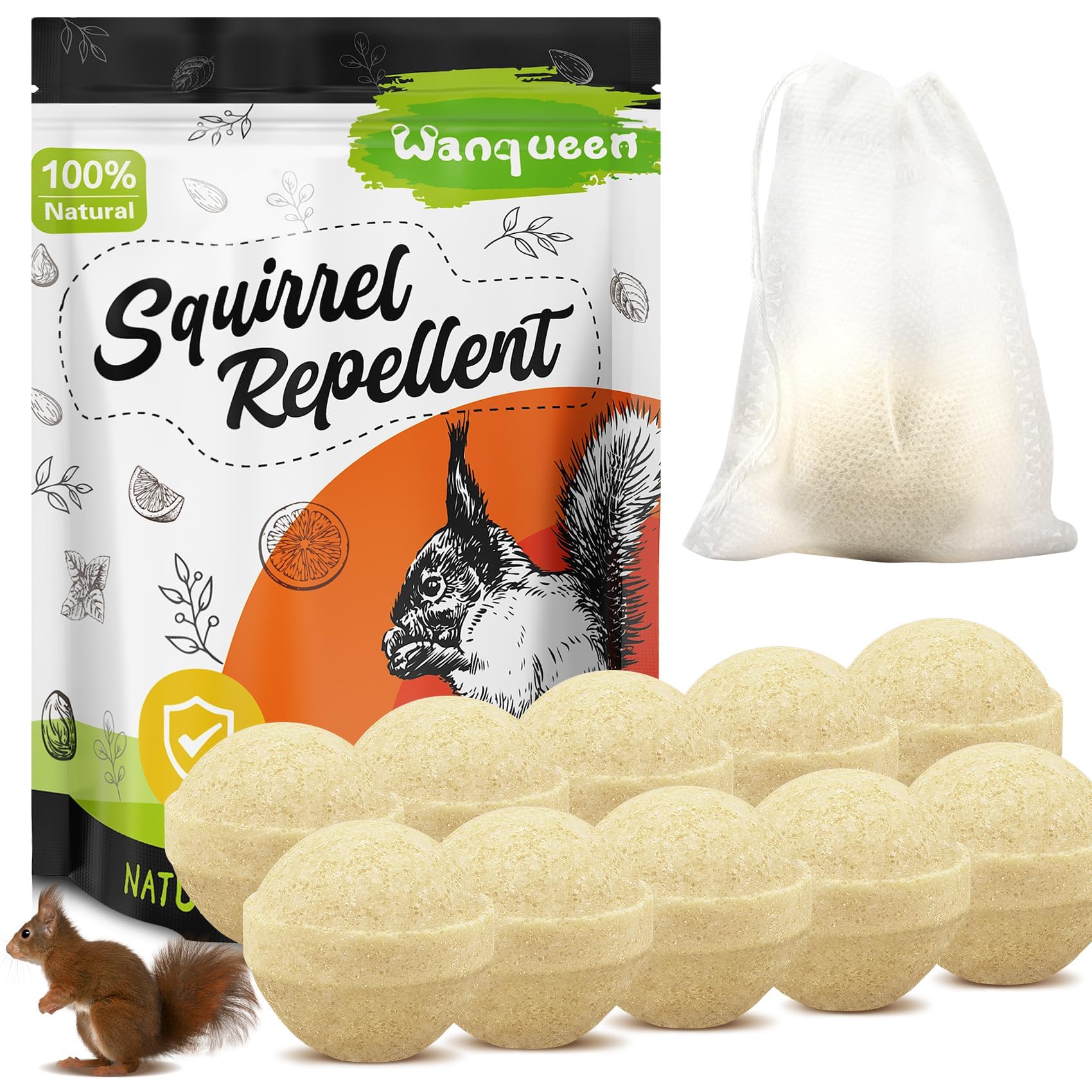 10 Pack Peppermint Oil Squirrel Repellent, Mouse Chipmunk Deterrent Outdoor | Na