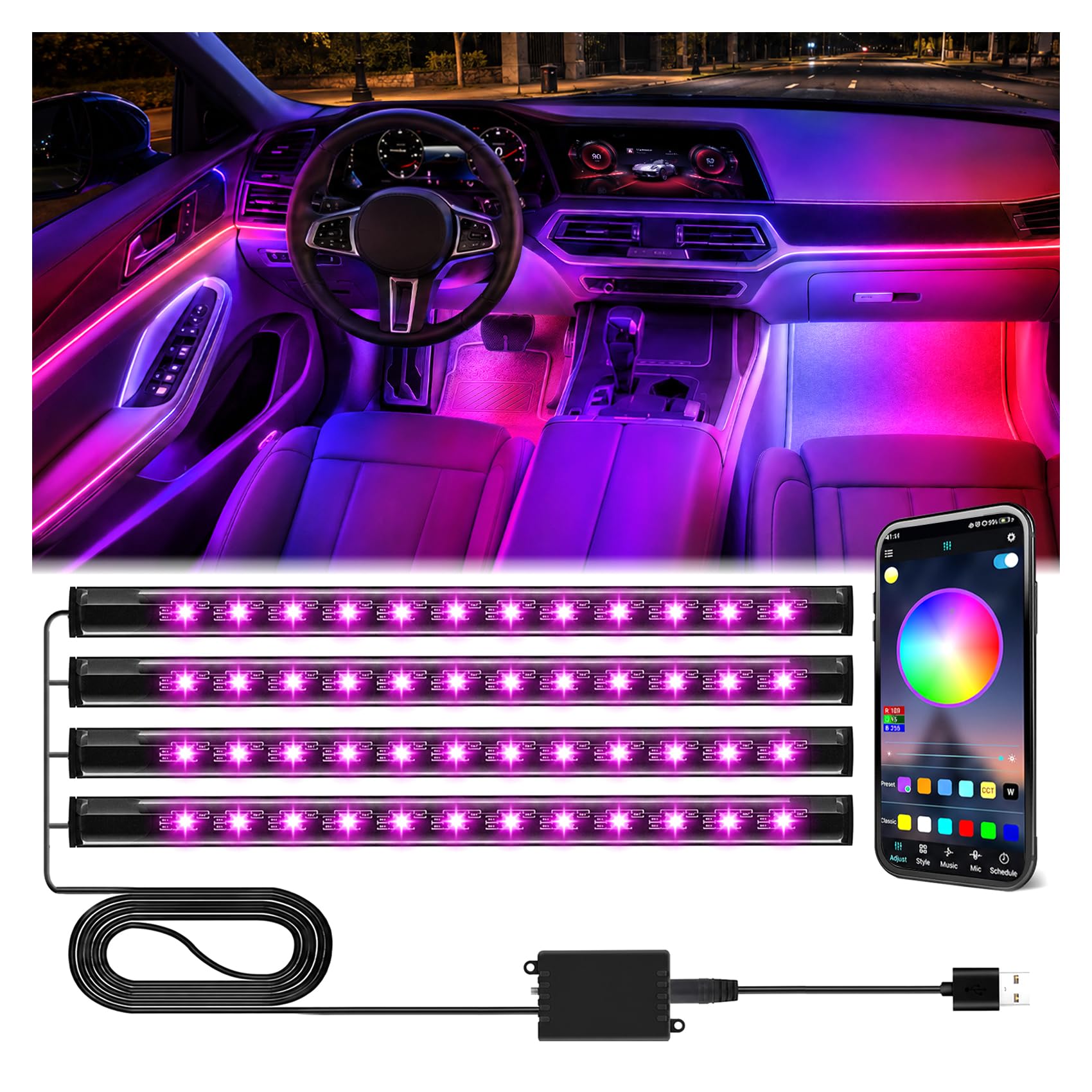 Winzwon LED Interior Lights for Car Accessories for Men Women | Gifts for Men Hu