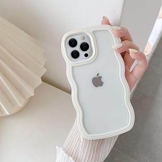 QLTYPRI Wavy Cover for iPhone 12 Pro Max Transparent Case, White