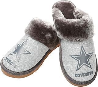 FOCO Womens NFL Team Logo Glitter Open Back Moccasin