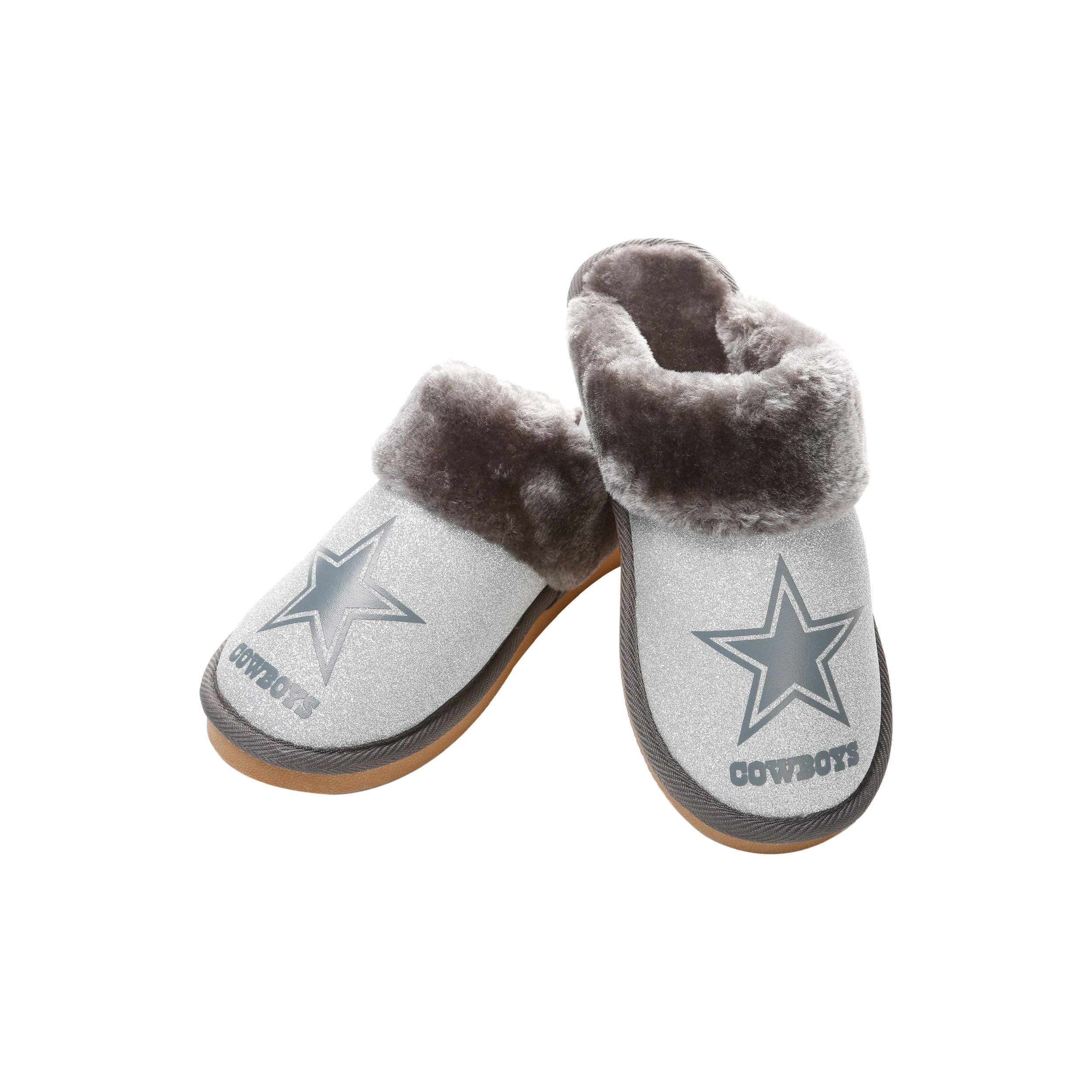 FOCO Womens NFL Team Logo Glitter Open Back Moccasin
