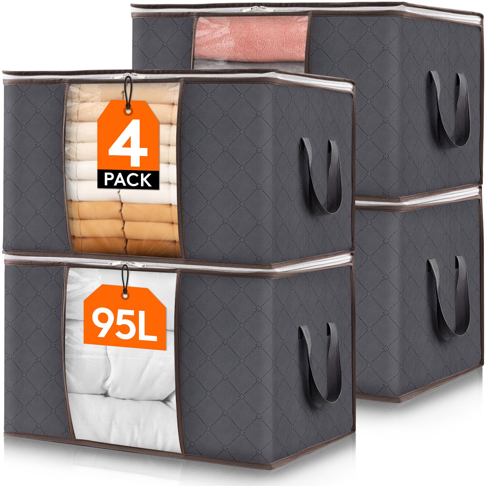 Lifewit 95L Clothes Storage Bags, Foldable Storage Box Moving Bags Wardrobe Stor