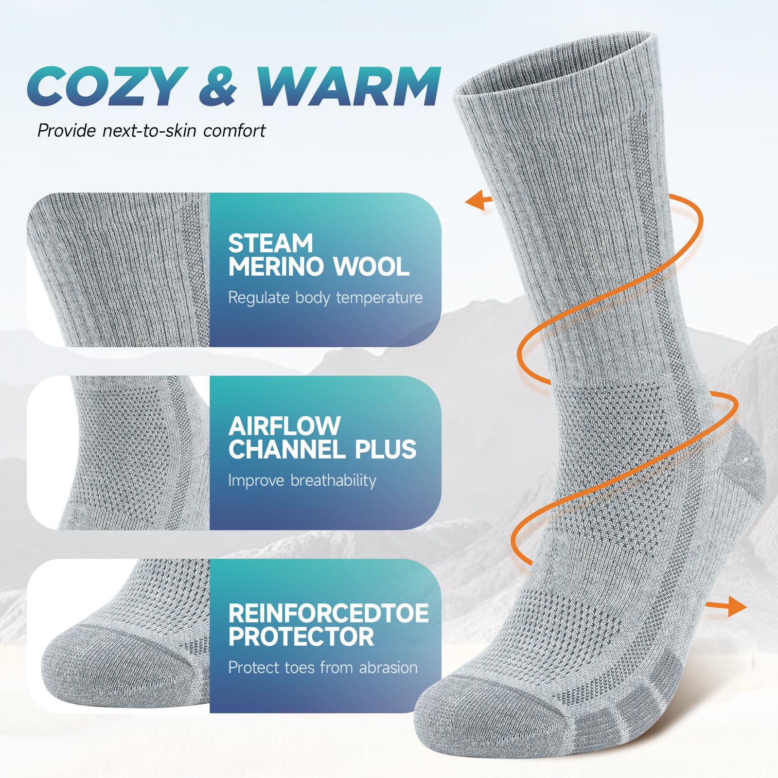 Ruixue Merino Hiking Socks for Men and Women, Trekking Socks, Merino Wool Sports
