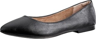 Amazon Essentials Women's Cushioned Pointed-Toe Ballet Flat, Slip-on Non-Slip Work Shoes Regular and Wide Widths