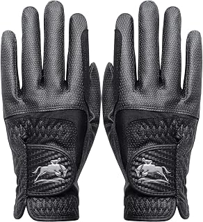 FINGER TEN Women Horse Riding Gloves PU Leather Equestrian Gloves | Comfortable Grip For Riding Control, Lightweight Breathable Design, Touchscreen Compatible, Stretch Fit For Outdoor Sports