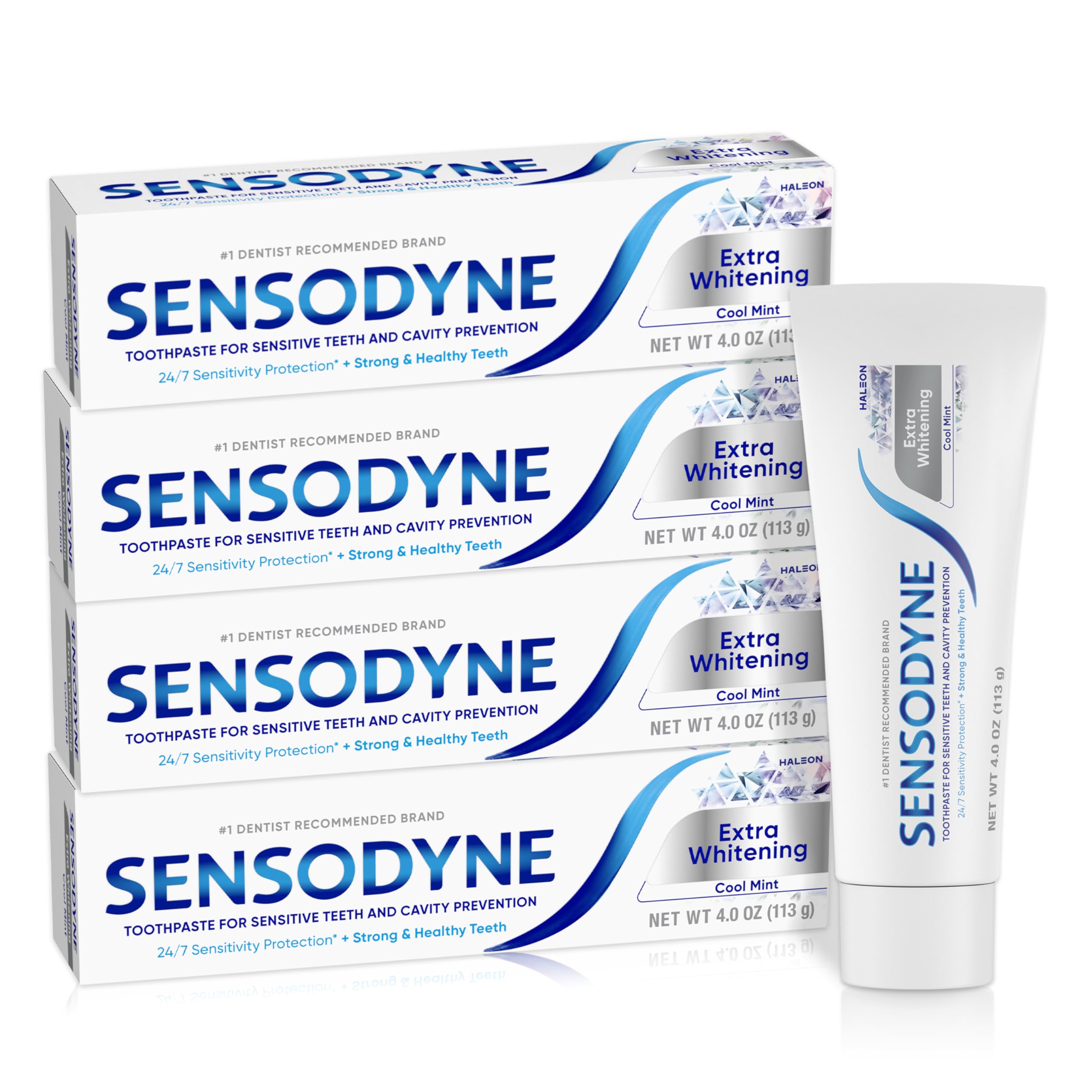 Sensodyne Extra Whitening Cool Mint Toothpaste - 4 Ounces, Pack of 4 | Amazon Ex