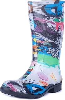 Ladeheid LA-967 LA-967 Ladies PVC Rain Boots - Waterproof, Sturdy and Comfortable, Non-Slip High Rubber Rain Boots, Easy Clean and Durable