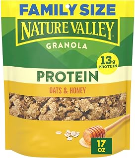 Nature Valley Oats & Honey Protein Granola, Family Size, 17 oz | 50% More Than 11 oz Pouch, 13g Protein & 33g Whole Grain per Serving, Good Source of Fiber