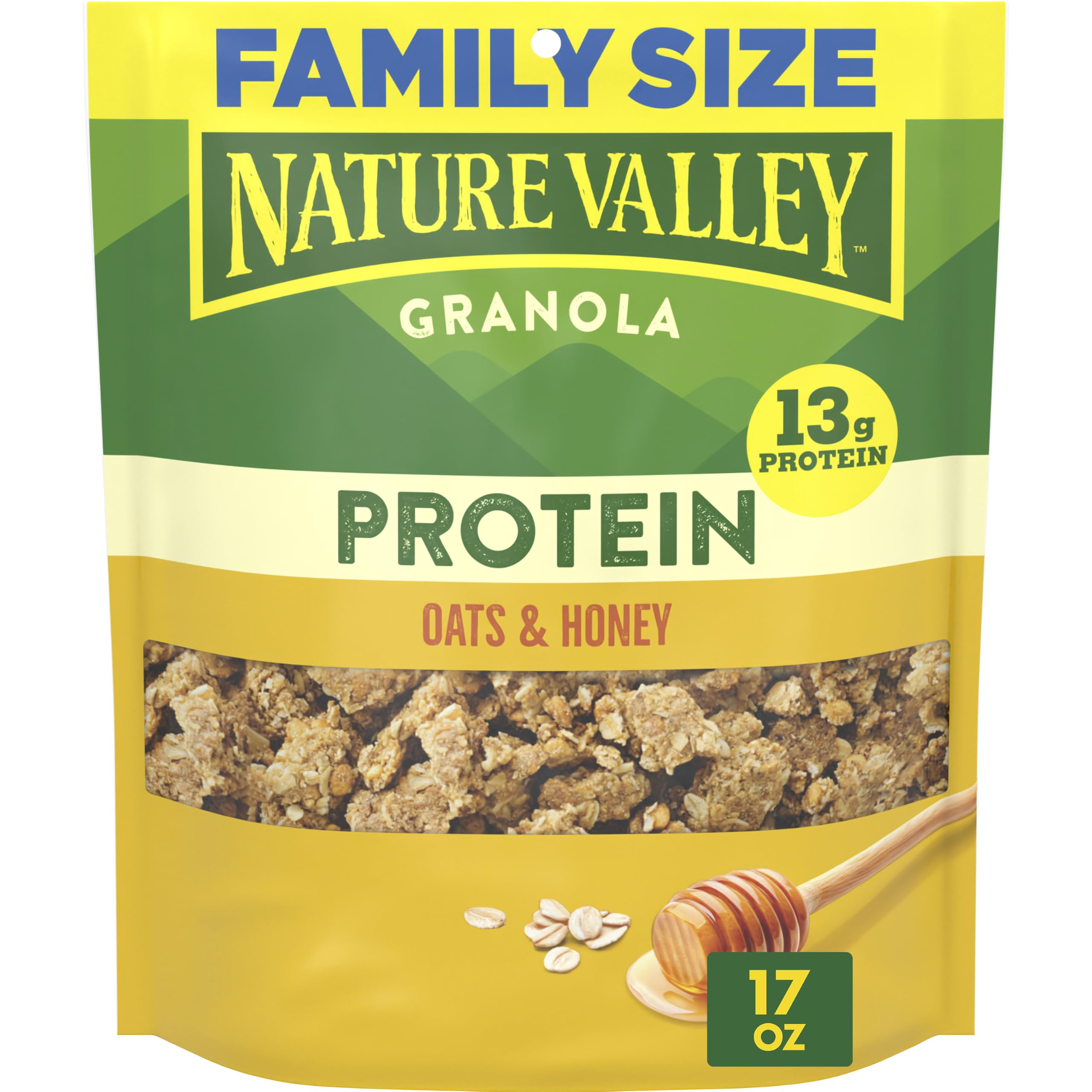 Nature Valley Oats & Honey Protein Granola, Family Size, 17 oz | 50% More Than 1