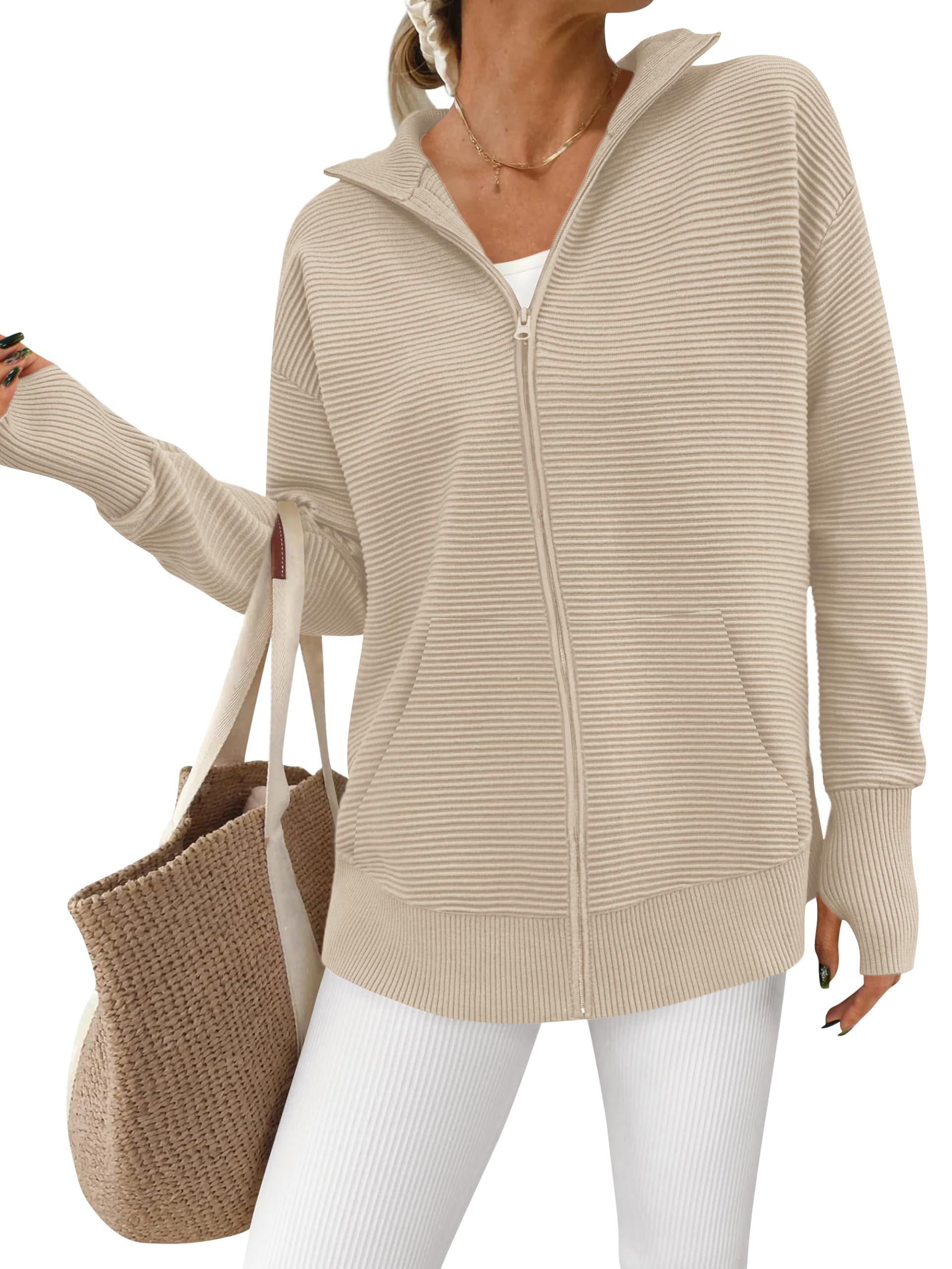 PRETTYGARDEN Autumn 2025 Women Cardigan Long Sleeve Zip Casual Sweaters Loose Co