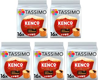 Tassimo Kenco Colombian Coffee Pods X16 (Pack of 5, Total 80 Drinks)