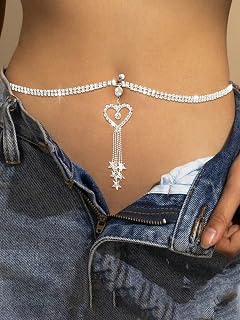 女性用ベリーチェーンジュエリー シルバー&ゴールド 多層ボディチェーン 調節可能な上品なウエストジュエリー ボヘミアンウェディングアクセサリー ブライダルパーティー ナイトアウトボディジュエリー用
