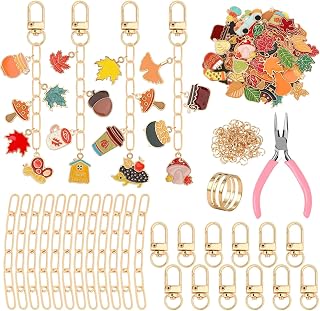 AUGSUN 189Pcs Fall Keychain Making Kit Autumn Thanksgiving Keychain Craft