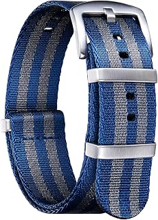 BINLUN Military Ballistic Nylon Watch Strap Replacement Braided Watch Strap with Black/Silver Steel Buckle Men Women 20 Colours 18mm 20mm 22mm 24mm (Upgrade Version)