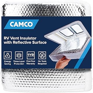 Camco 14 Inch RV Vent Insulator Cover for Roof or Skylight, Reflective Surface, White