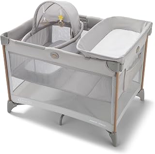 Graco CareSuite Pack 'n Play Lux Playard, Sky | 4 Modes: Canopy &amp; Full-Size Infant Bassinet, Diaper Changer, Toddler Playard; Travel-Ready, Safe Sleep Design