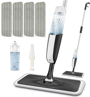 Microfiber Spray Mops for Floors Cleaning - Floor Mop with 4 Reusable Pads | Wet Dry Dust Wood Floor Mop with Refillable Bottle, 360° Rotation Head, for Hardwood Laminate Wood Vinyl Tile Ceramic