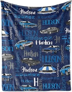 ZOTIMEF Custom Name Car Blanket for Kids - Multi-Fonts Names with Cars Theme Design - Personalized Soft Plush Minky Flannel Blanket for Boys Girls Holidays Birthdays Gifts Navy