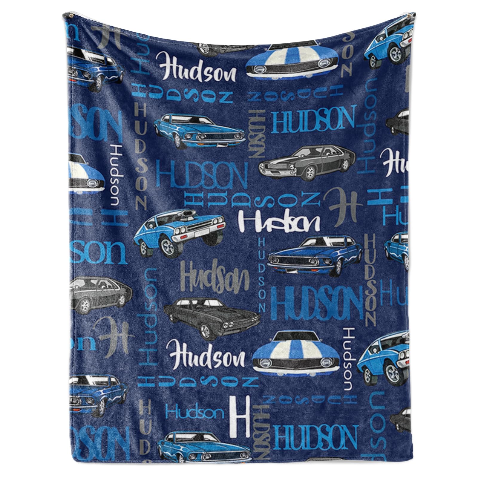 ZOTIMEF Custom Name Car Blanket for Kids - Multi-Fonts Names with Cars Theme Des