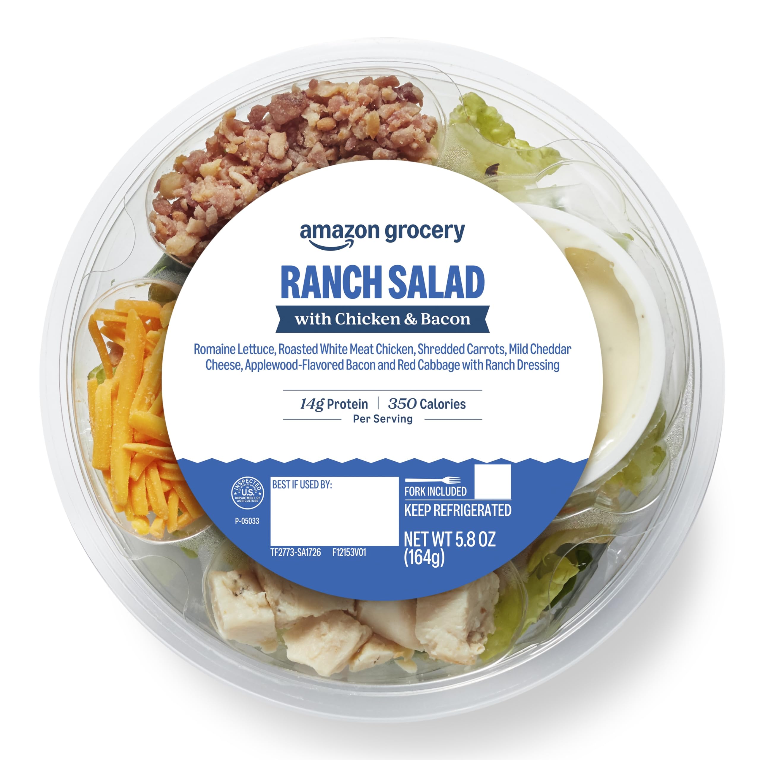 Amazon Grocery, Ranch Salad with Chicken & Bacon, 5.8 Oz (Previously Amazon Fres