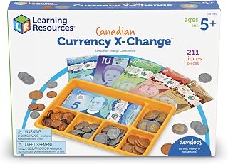 Learning Resources Canadian Currency X-Change | Money for Learning, Pretend Play Money Set for Kids, Pretend Dollar Bills, Toy Coins, Canadian Play Cash
