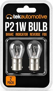 Tek Automotive P21W Bulb 382 Car Bulbs Brake Tail Light Reverse Fog 2 Pack | BA15S 12V 21W fitting; suitable for indicator, tail, brake, reverse and fog light applications.
