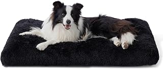 Bedsure Large Dog Crate Bed Washable, Fluffy Mattress, 89x58cm, Black