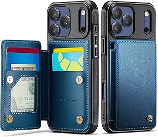 Vinich for iPhone 18 Pro & 17 Pro Wallet Case with Card Holder, Blue | RFID Blocking Credit Slots, Kickstand, Shockproof Flip Phone Cover, PU Leather, Double Magnetic Clasp