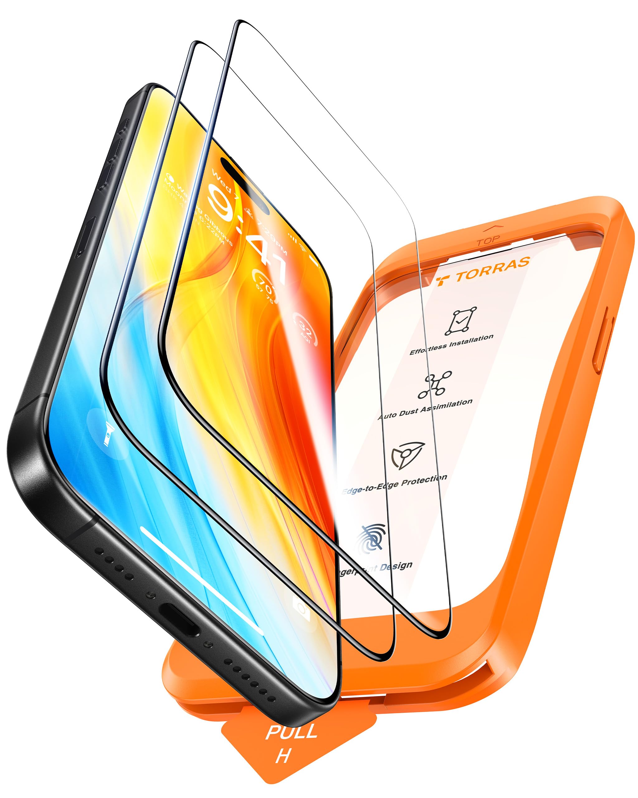 TORRAS iPhone 2023 Screen Protector, Anti-Fingerprint Diamond Protection Shatter