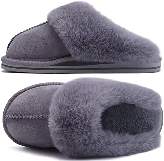 KuaiLu Chausson Femme Hiver Peluche Léger Fourrure Chaud Doublure Pantoufle