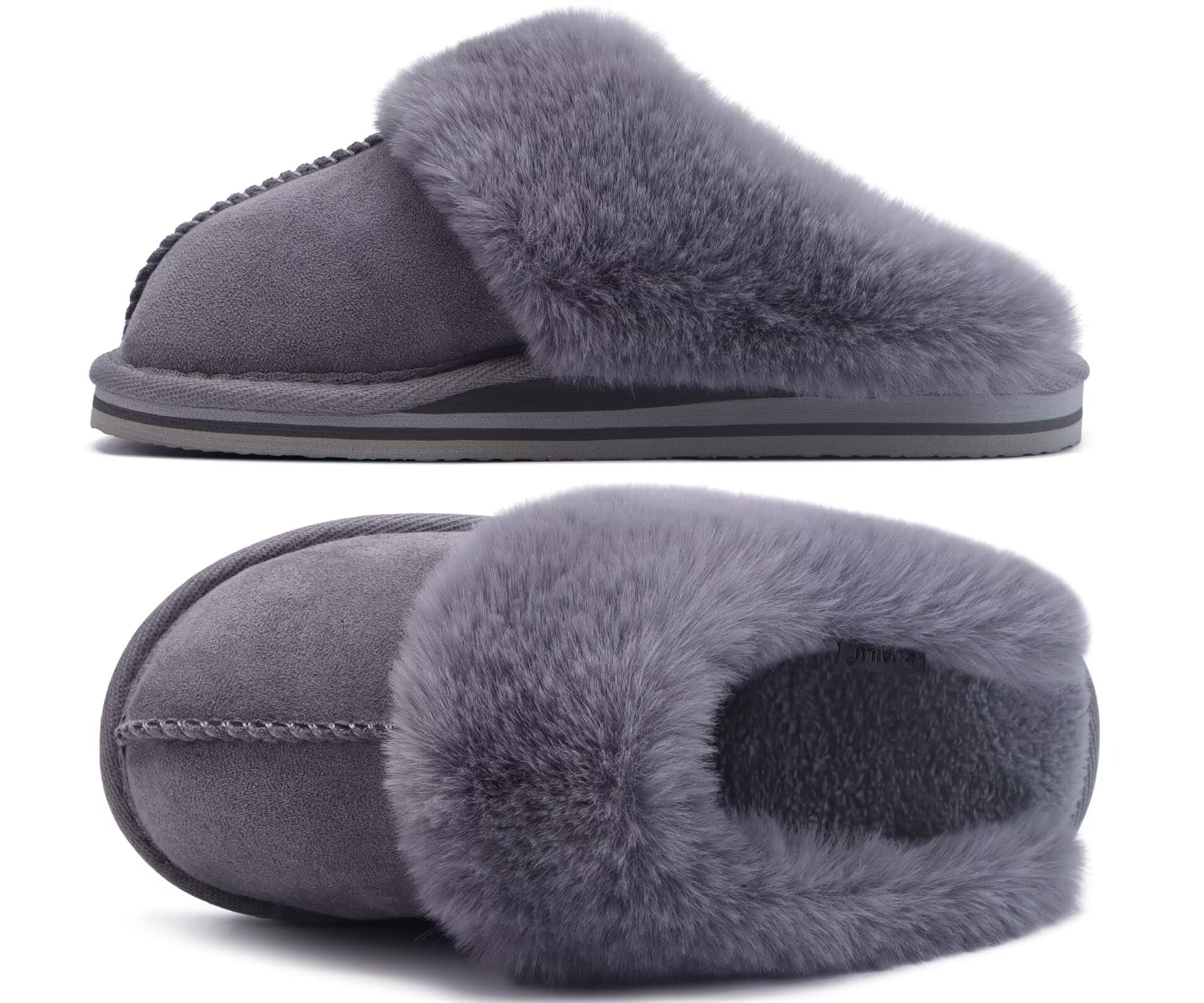 KuaiLu Chausson Femme Hiver Peluche Léger Fourrure Chaud Doublure Pantoufle