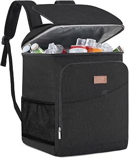 Lifewit Thermal Cooler Backpack, Large Portable Cooler Bag, Picnic Baskets and Baskets, Thermal Lunch Bags for Sea, Beach, Travel, Camping, Black, 26L