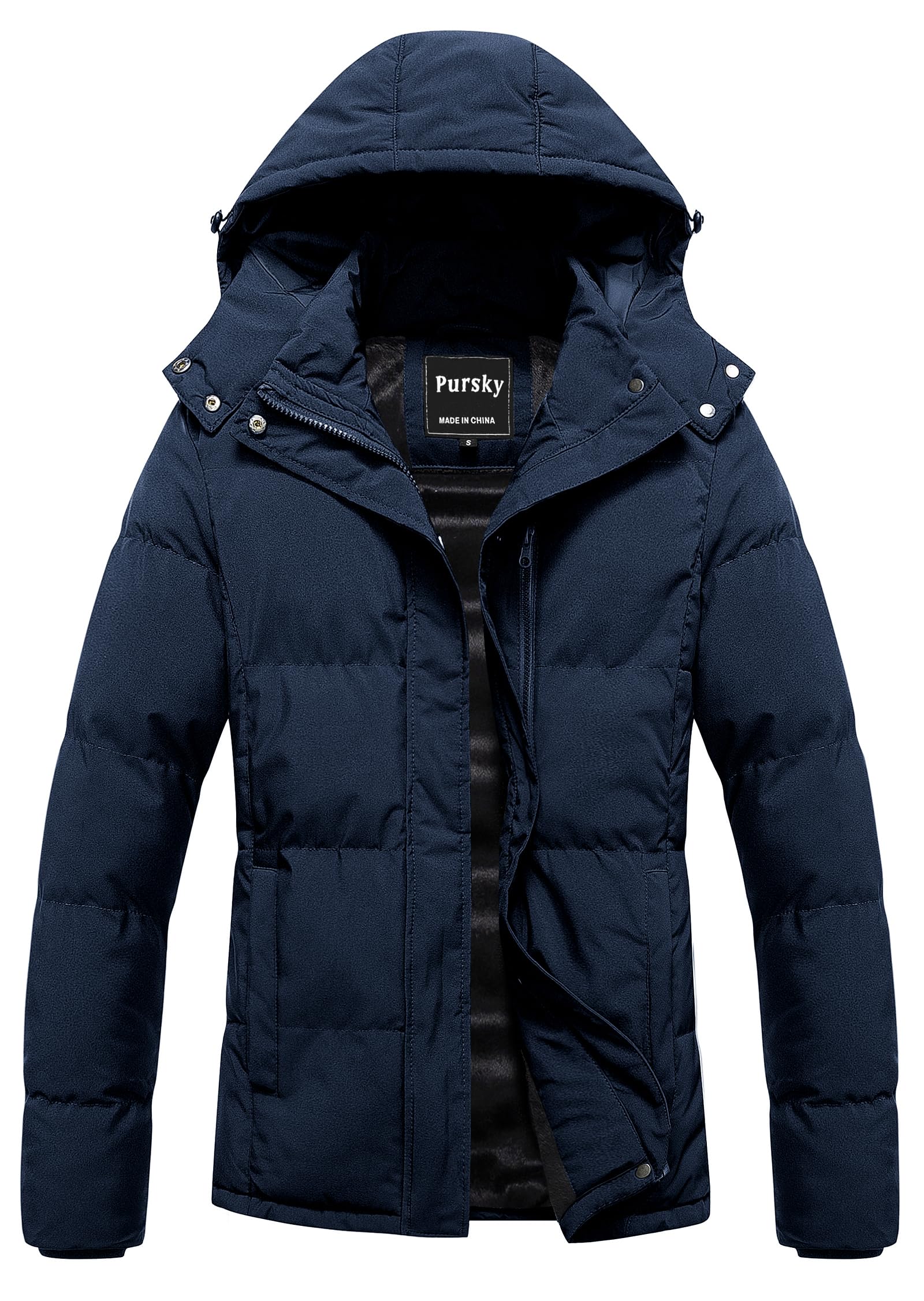 Pursky Women's Warm Winter Thicken Coat Waterproof Cropped Jackets Parka With Re