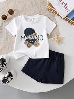 Infant Toddler Baby Boy Clothes Outfit, 2 Piece Cute Summer Short Sleeve T-Shirt Tops+Shorts Set