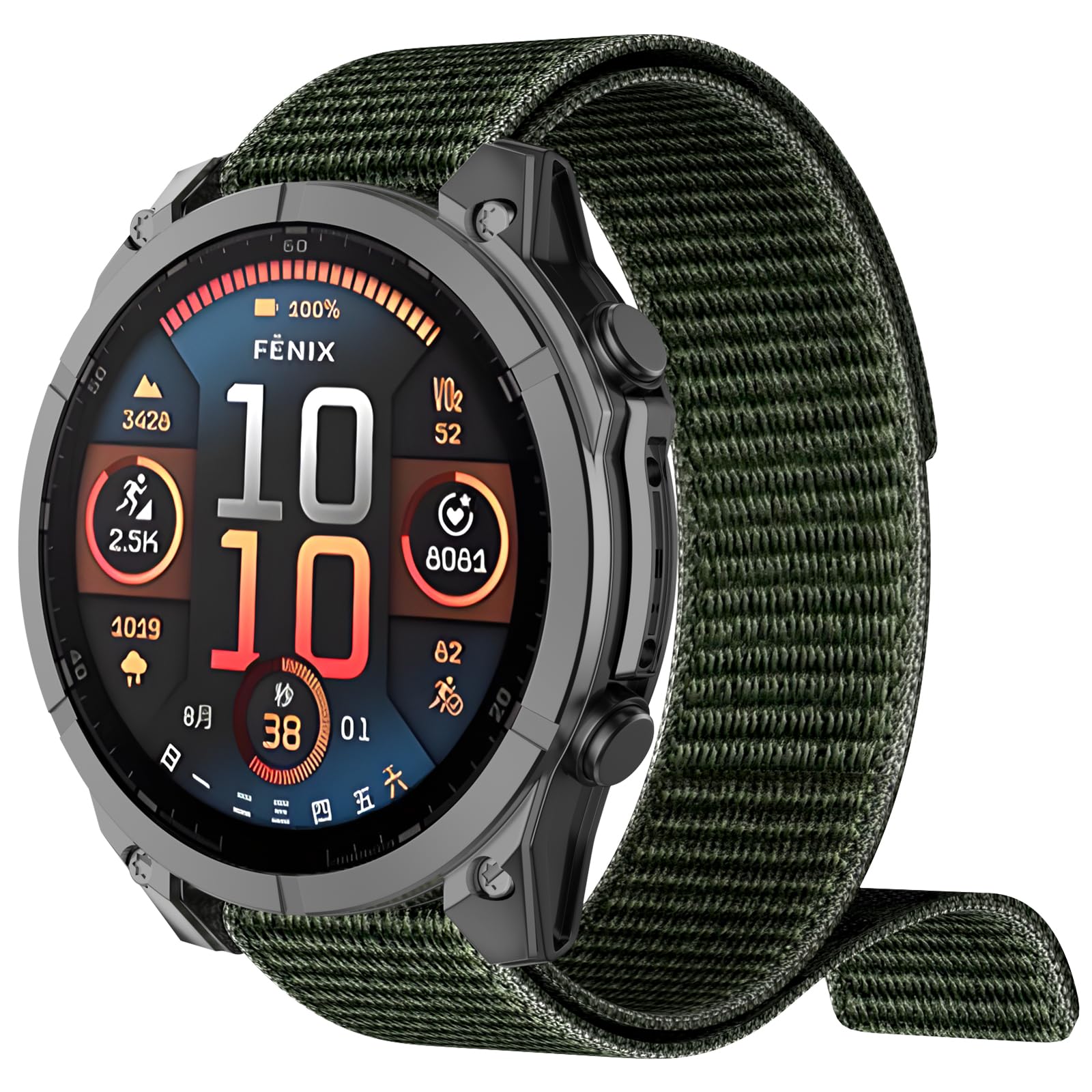 OVERSTEP Bracelet for Fenix 8 51 mm Watch Band 26 mm Hook and Loop Nylon Replace