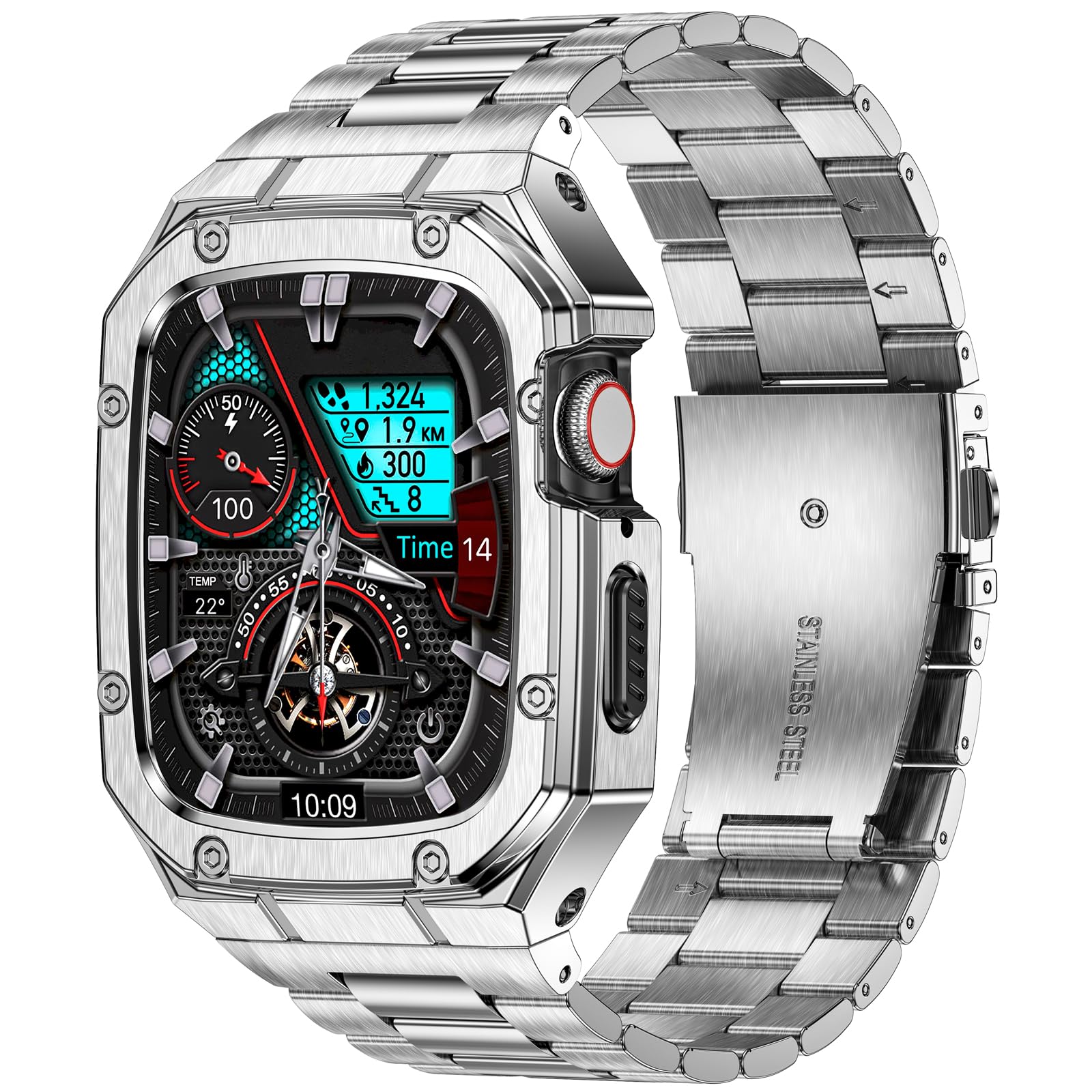 Stainless Steel Band with Case Compatible with Apple Watch, Cover for iWatch Ban