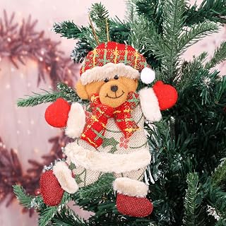 Linen Christmas Doll with Pendant Decorative Hanging for Christmas Tree Party Decoration Bear 18*13cm