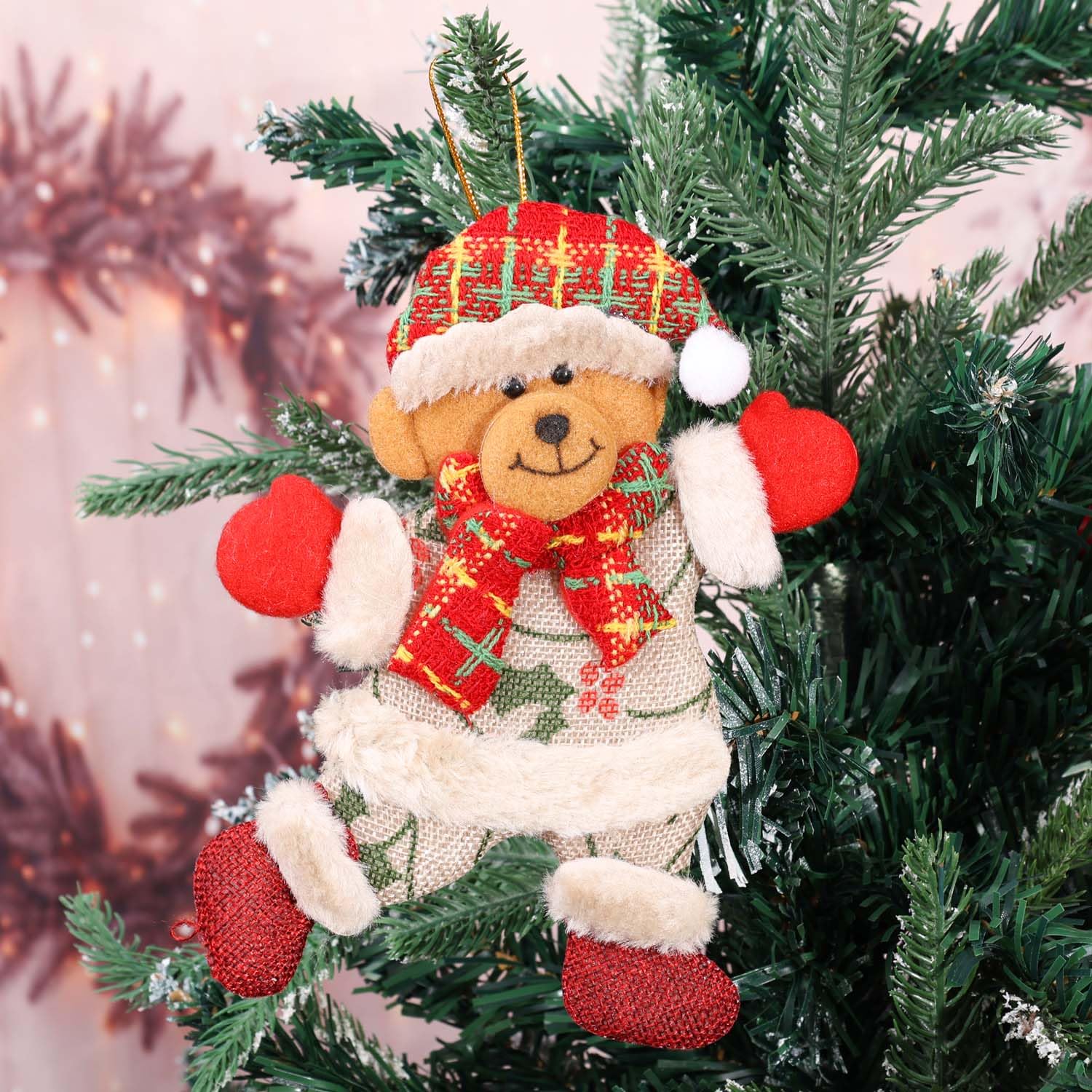 Linen Christmas Doll with Pendant Decorative Hanging for Christmas Tree Party De