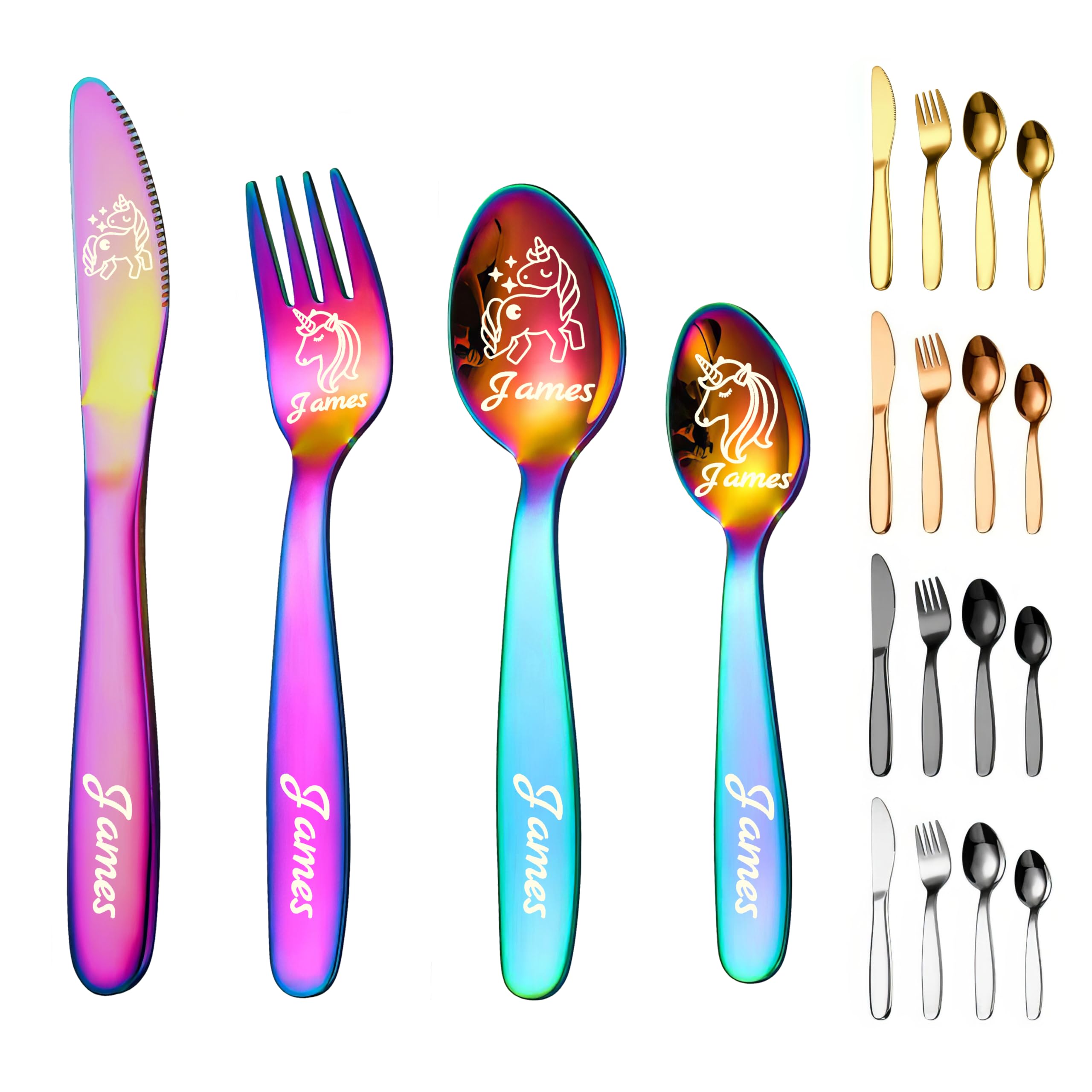 iHoesdste Personalized Kids Cutlery Set Custom Toddler Silverware Gift | Laser e