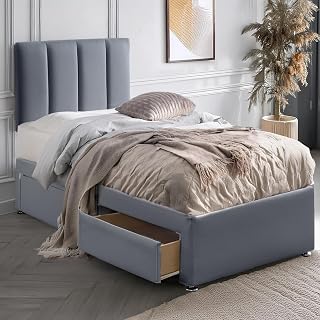 ComfoRest Divan 3FT Single Bed with Mattress Included and Storage, Grey