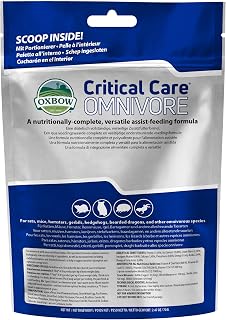 Oxbow Critical Care Omnivore Recovery Food, Hamsters, Rats & Mice, 70 g | Critical Care, Complete Recovery Diet, Hamsters, Rats, Mice, Bearded Dragons, Hedgehogs, Easy to Mix, Syringe Feeding