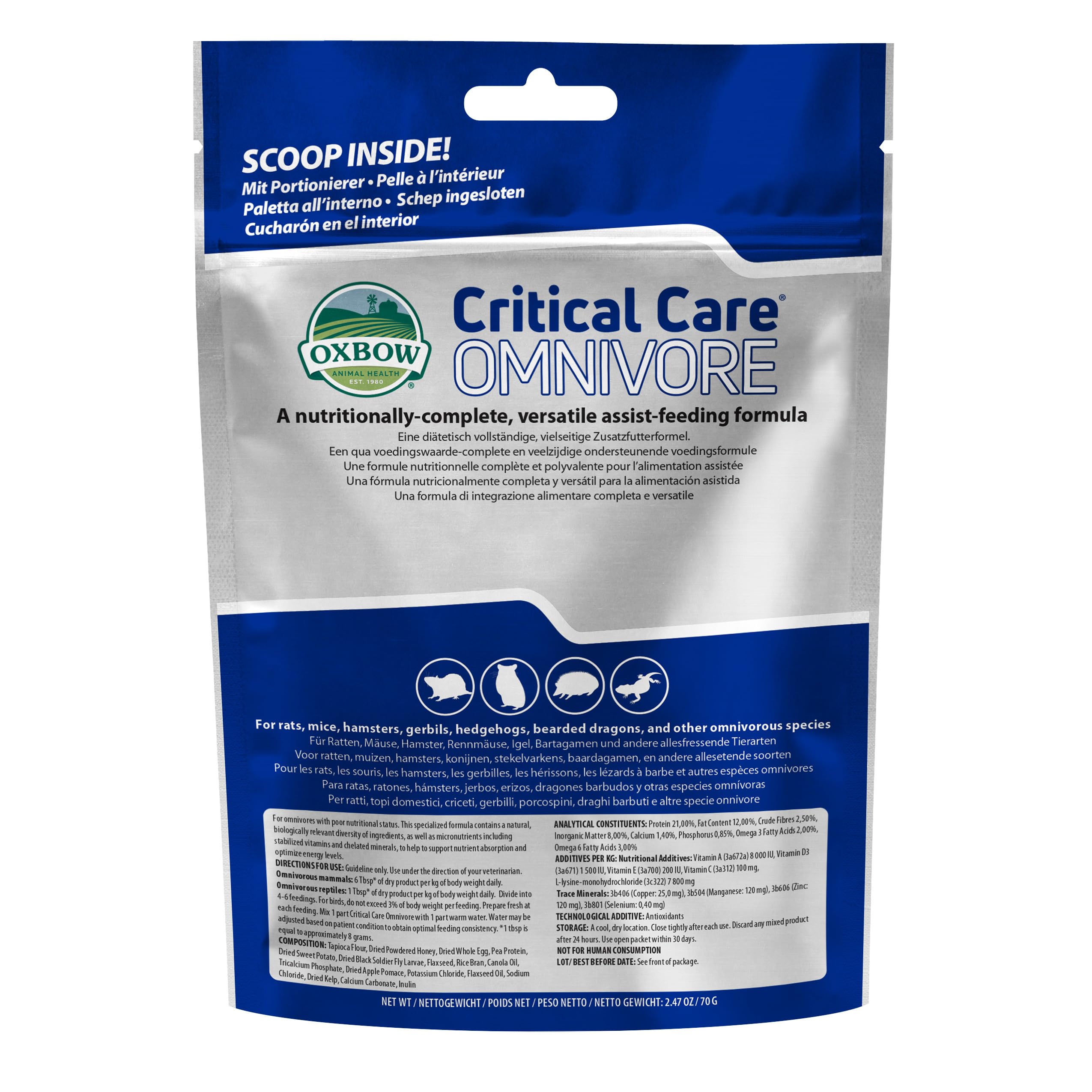 Oxbow Critical Care Omnivore Recovery Food, Hamsters, Rats & Mice, 70 g | Critic