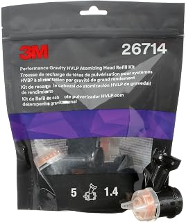 3M Performance Gravity HVLP Atomizing Head Refill Kit, 26714 | Orange; 1.4; for use with Performance Spray Gun and PPS 2.0 Paint Cups; 5 Pack