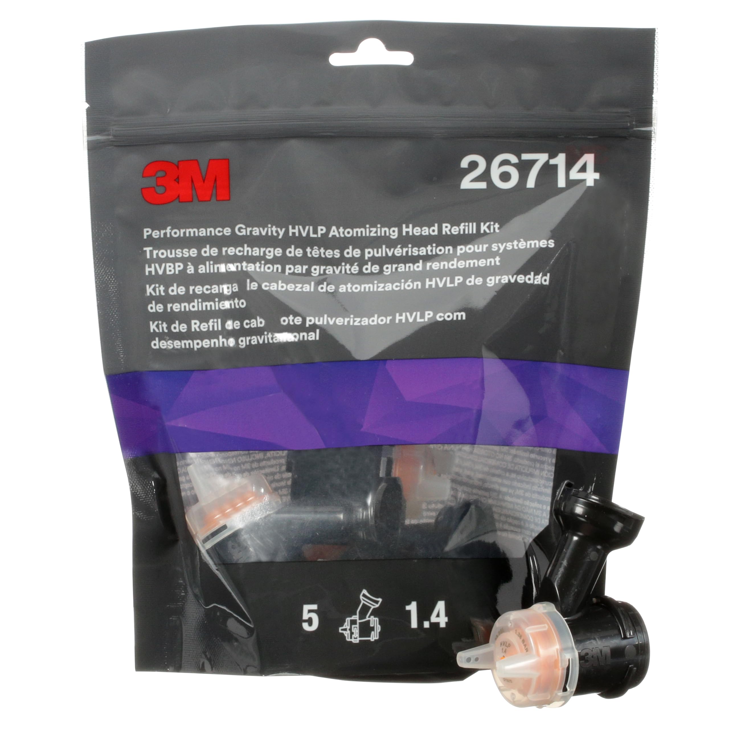 3M Performance Gravity HVLP Atomizing Head Refill Kit, 26714 | Orange; 1.4; for 