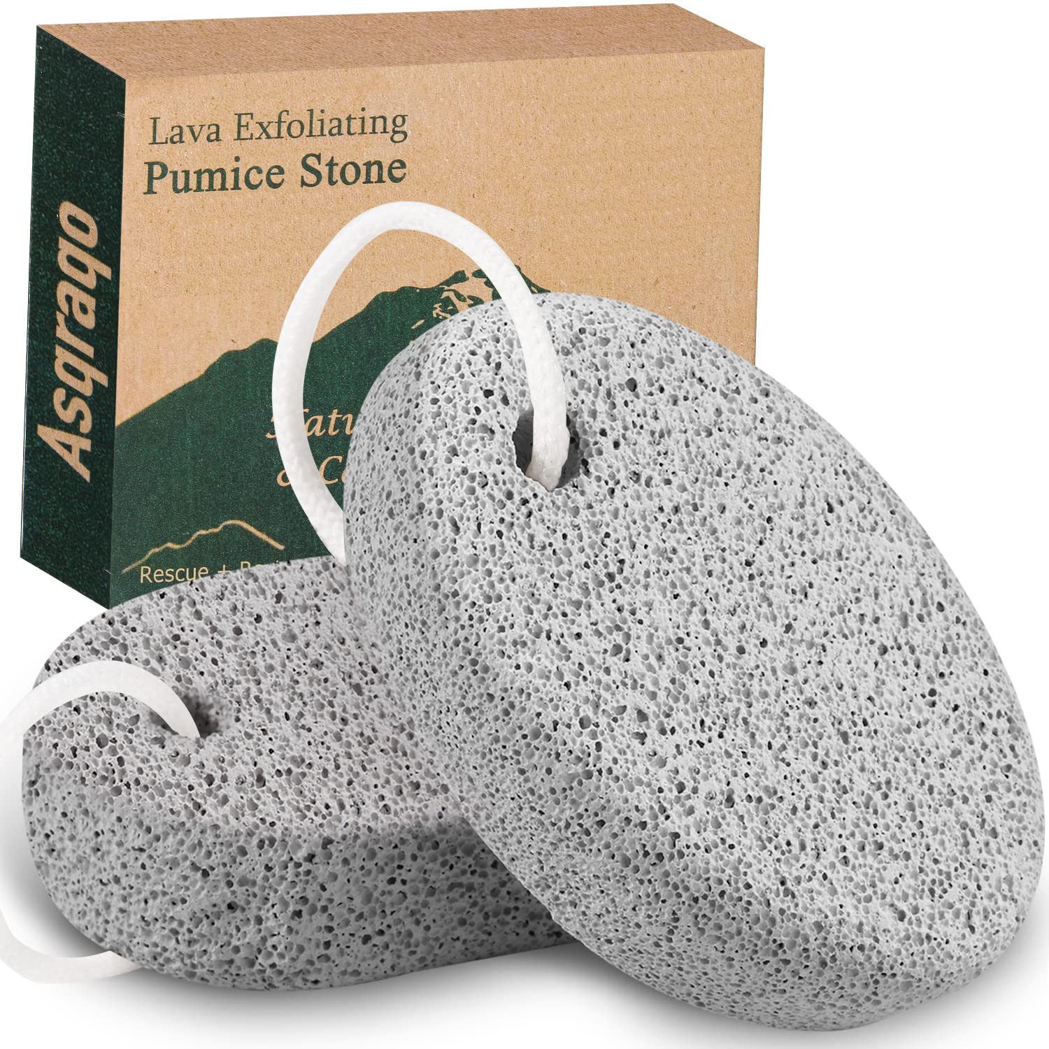 2PCS Natural Pumice Stone, Asqraqo Lava Pedicure Tools Hard Skin Callus Remover 