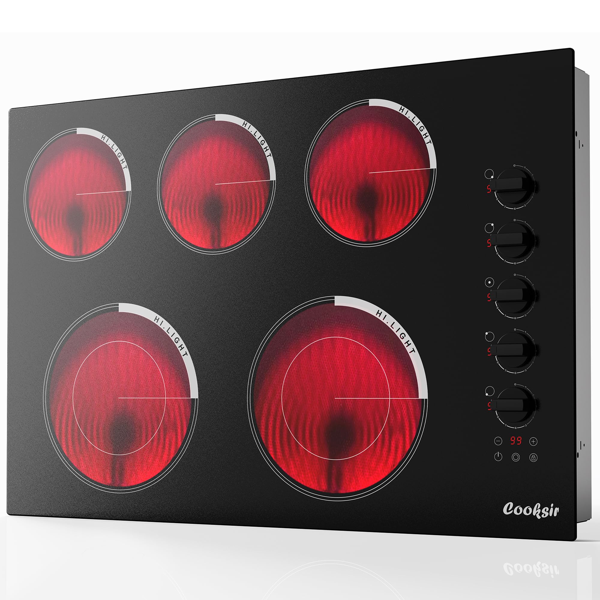 Cooksir Upgraded Electric Cooktop 30 Inch 5 Burner 8600W 240V | 30" Built-in Ele