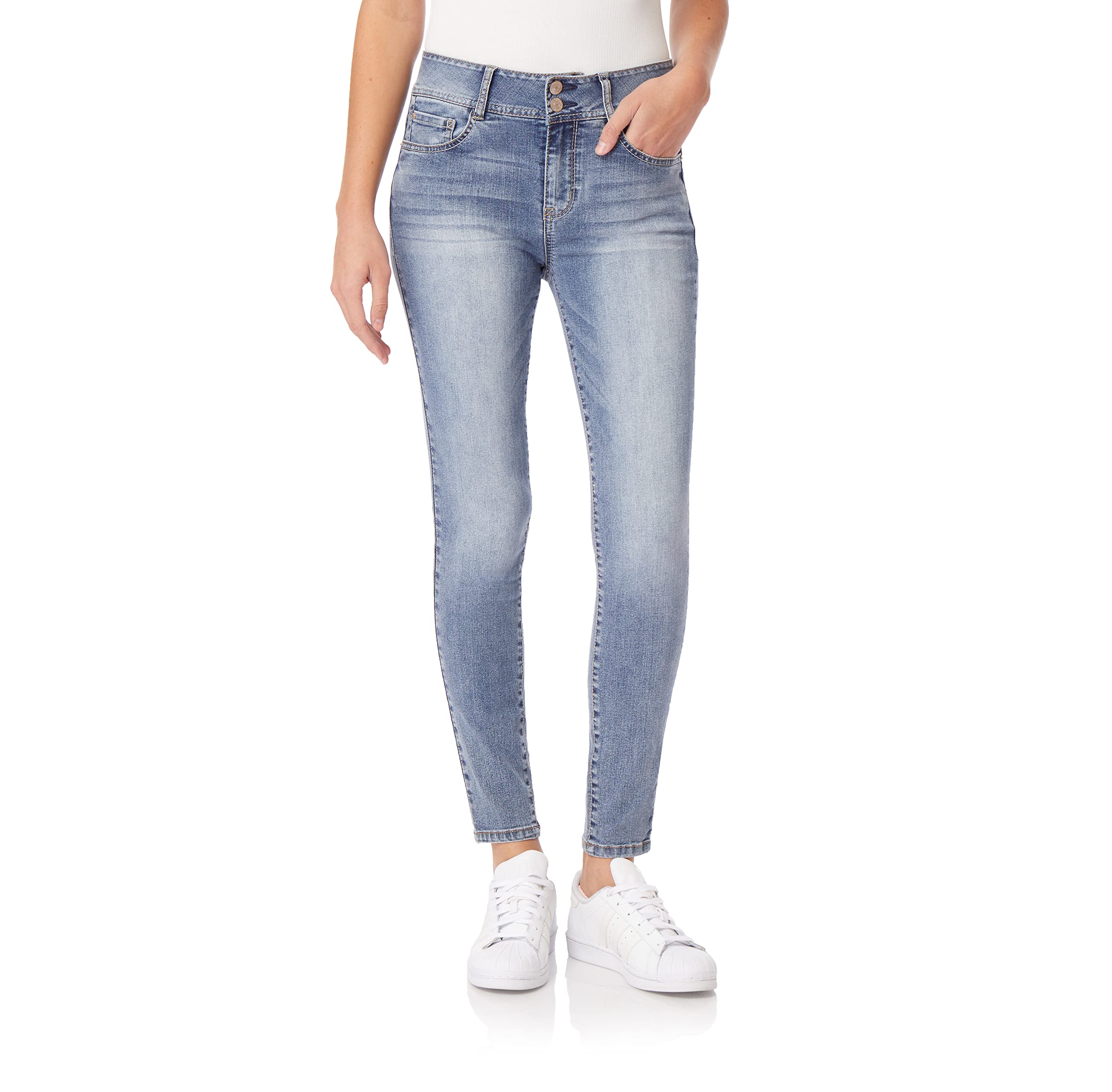 WallFlower Women's Flirty Curvy Skinny High Rise Insta Stretch Juniors Jeans (St