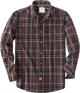 Dubinik® Mens Long Sleeve Button Down Shirts Casual Plaid Shirt with Practical Double Pockets Comfortable and Soft